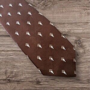 Vintage‎ Gino Pompeii Tie Brown White Thin skinny